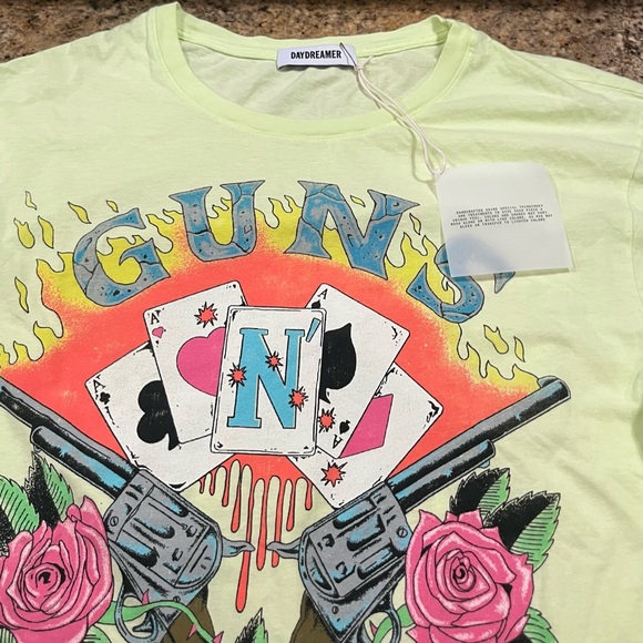 NWOT Daydreamer Guns N' Roses Cards Boyfriend Tee Shirt - Picture 11 of 16